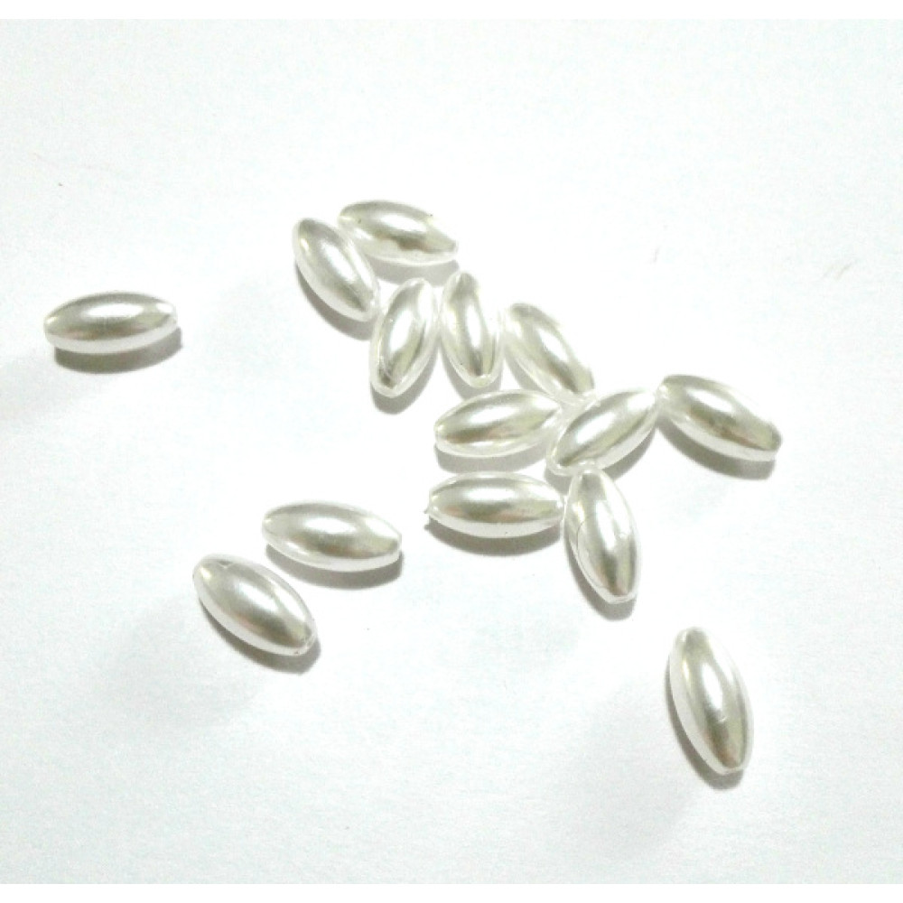 Plastic Oval Pearls - White Color